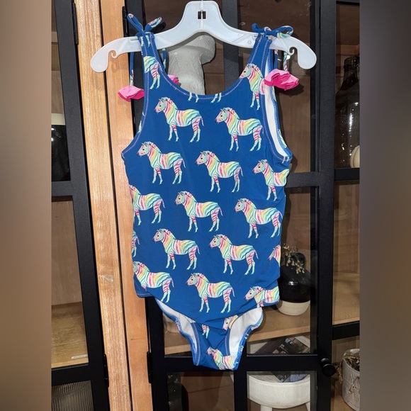 Hatley Rainbow Zebra One Piece Swimsuit tie Shoulder Bow scoop back girls - Picture 6 of 9